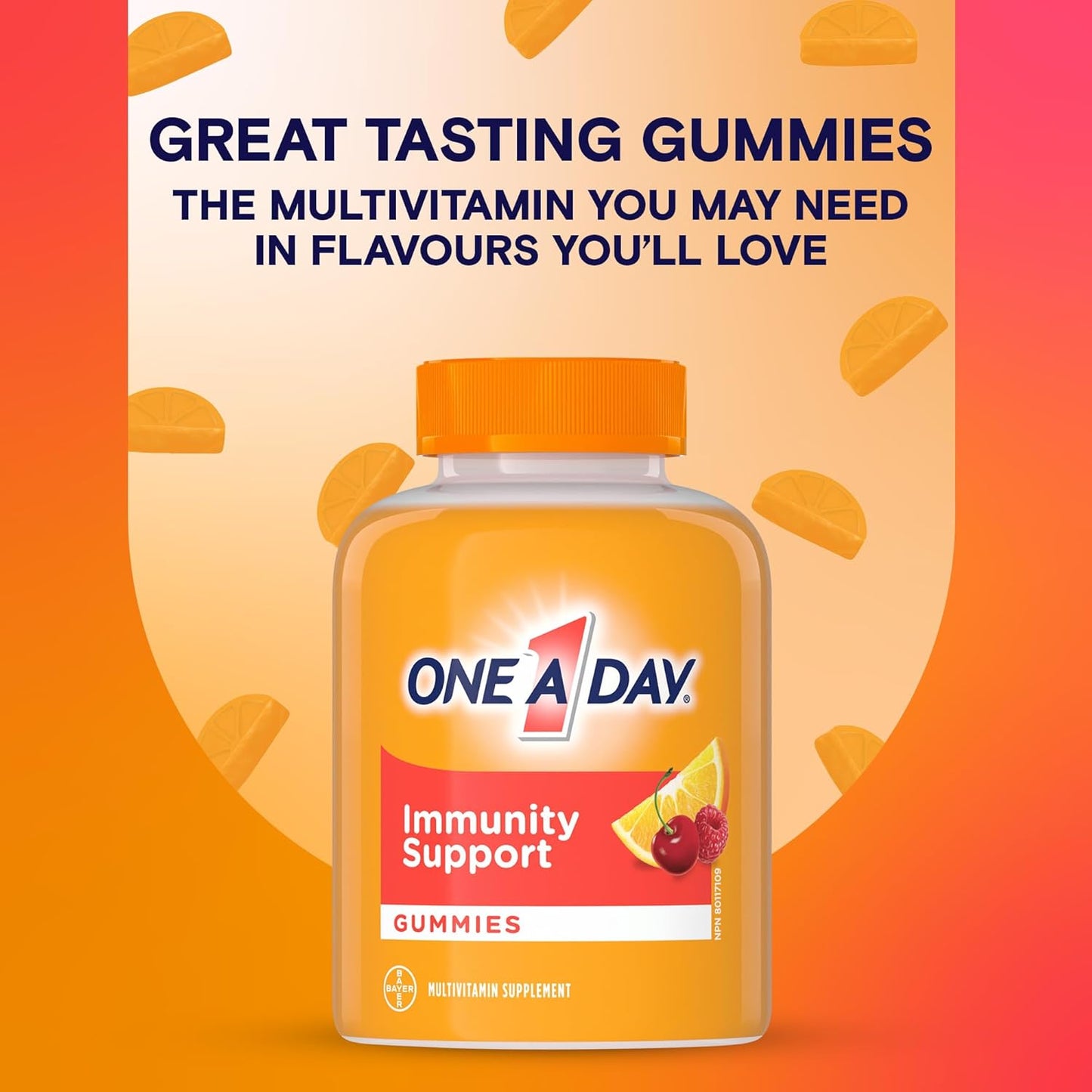 每日一片+成人免疫軟糖 - 男女適用的免疫複合維生素，加上每日免疫支持，含維生素 C、維生素 D 和鋅，支持免疫功能，120 粒軟糖