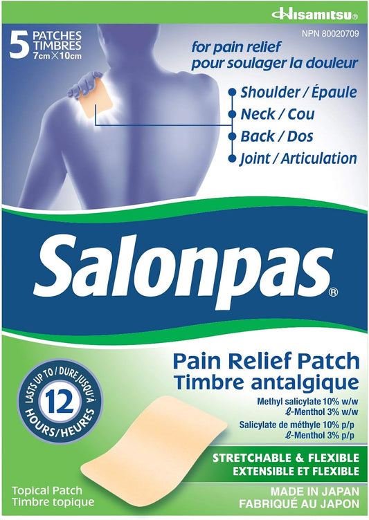 Salonpas 12 Hour Pain Relief Patch, 5 Count (Pack of 1)