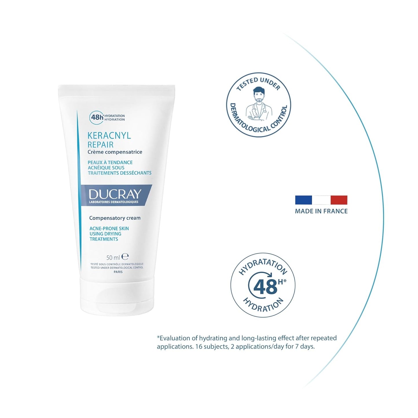 Ducray - Keracnyl Repair - Compensatory Cream - Acne-Prone Skin Using Drying Treatments - 50ml