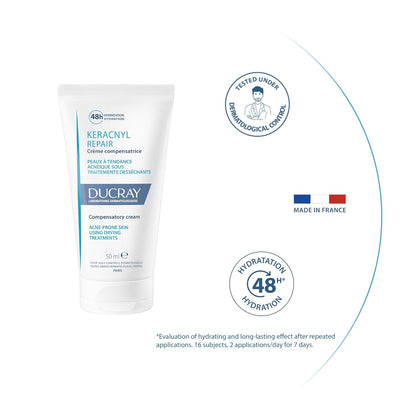 Ducray - Keracnyl Repair - Compensatory Cream - Acne-Prone Skin Using Drying Treatments - 50ml