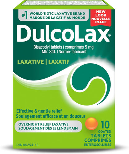 Dulcolax 比沙可啶片，5 毫克刺激性泻药，用于缓解偶尔便秘，适用于成人、6 岁以上儿童和哺乳期妇女的泻药和便秘缓解，10 片