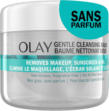 Olay Gentle Cleansing Balm Makeup Remover, Fragrance Free, Makeup Melting Face Cleanser, 100 mL