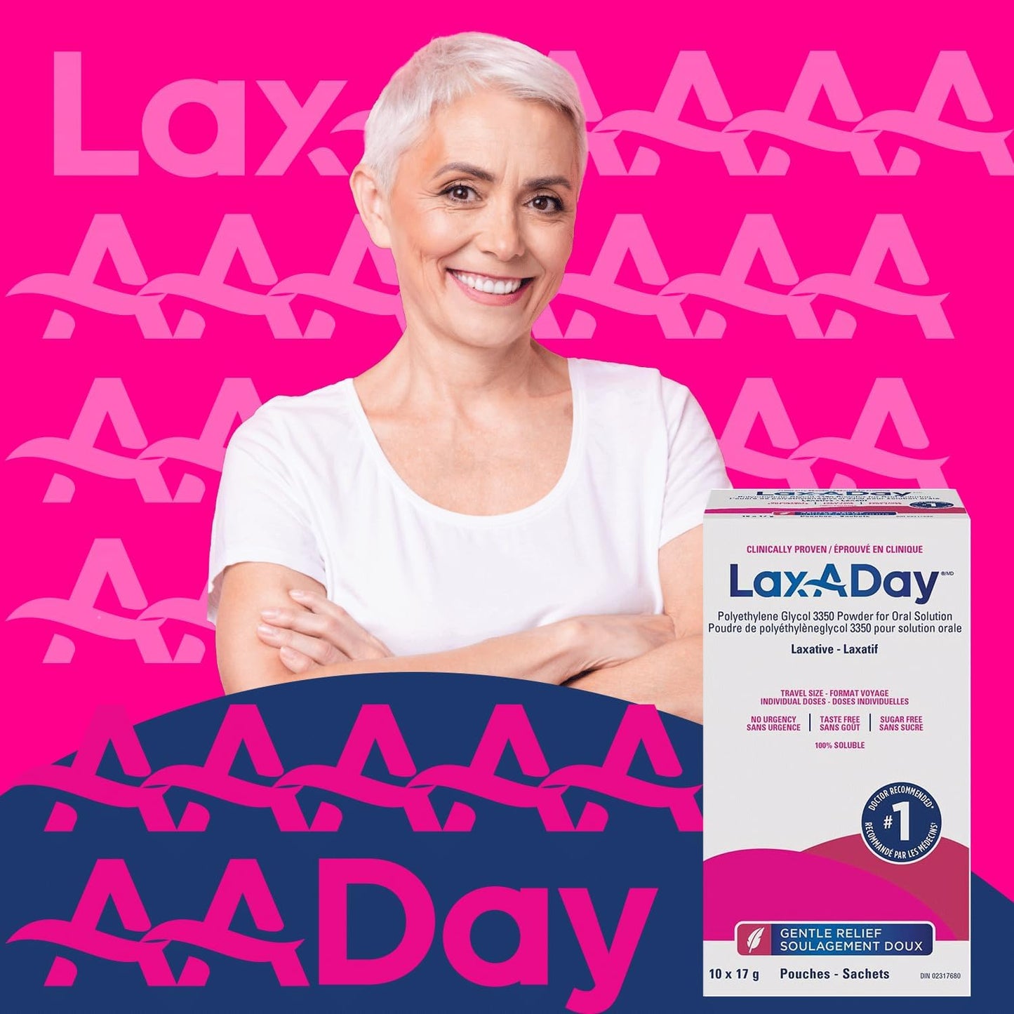 LAX-A-Day Powder Laxative - No Taste, No Grit, No Sugar - Clinically Proven Relief of Occasional Constipation (10 Doses, 170 g)