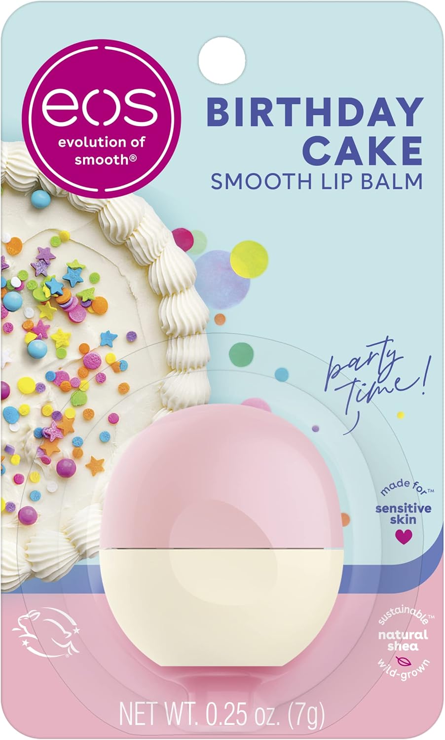 EOS Super Soft Shea Lip Balm - Birthday Cake - 24 Hour Hydration - Lip Sphere