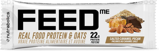 Nutrabolics Feed Bar, Salted Caramel Pecan, Real Food Protein Bar, 12 Bars