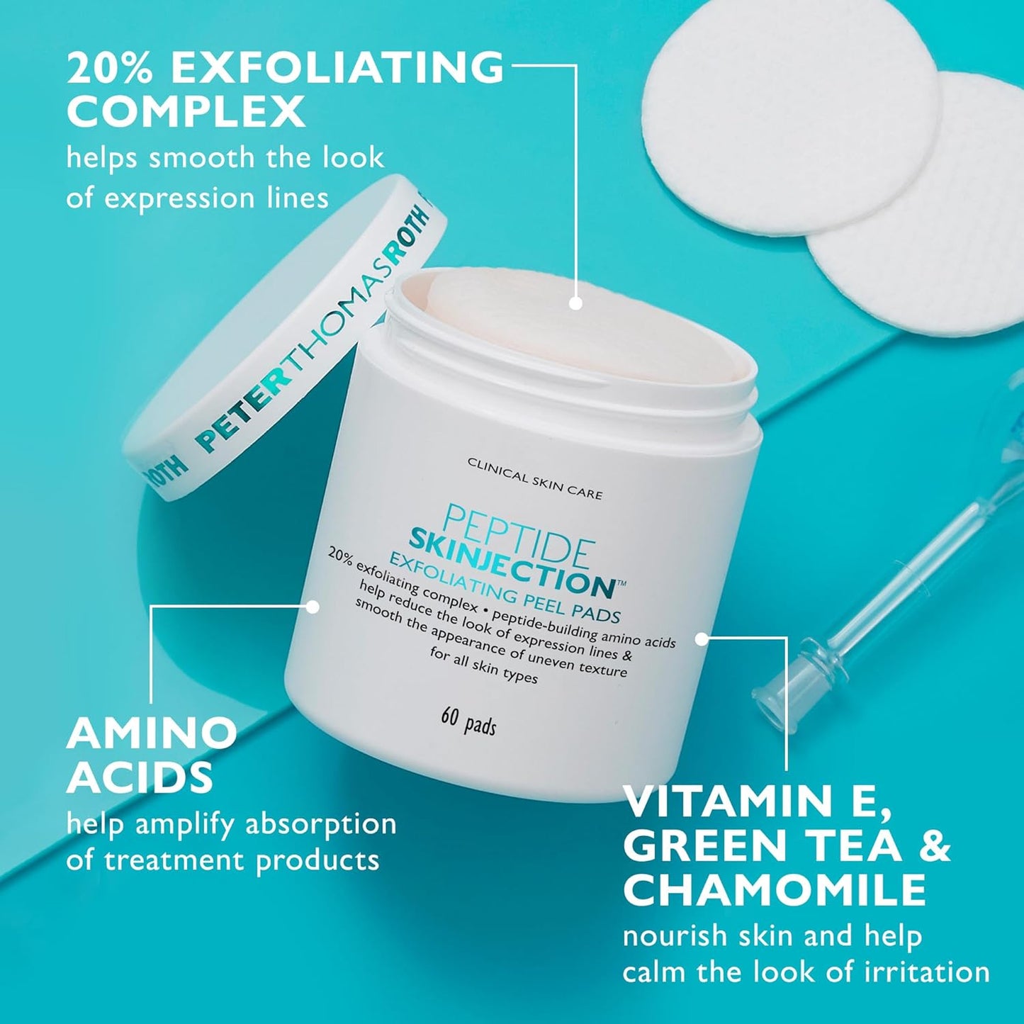 Peter Thomas Roth Peptide Skinjection Exfoliating Peel Pads - All Skin Types Pads Unisex-60 Pc