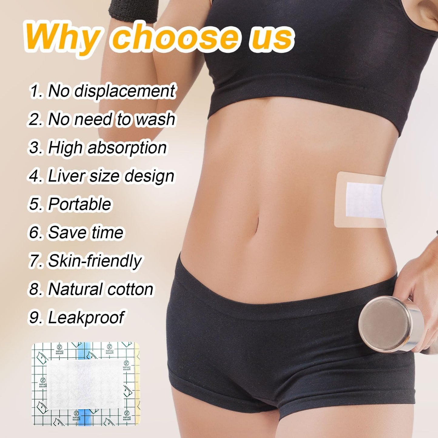 BOXOB 30片装蓖麻油贴，自粘式便携式蓖麻油肚脐贴，防漏吸水棉，居家旅行的完美礼物