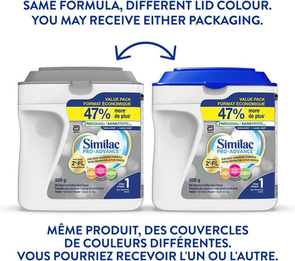 Similac Pro-Advance 1 段嬰兒配方奶粉，我們最接近母乳的配方，含 2’-FL，易於消化，0 個月以上適用，奶粉，859 克