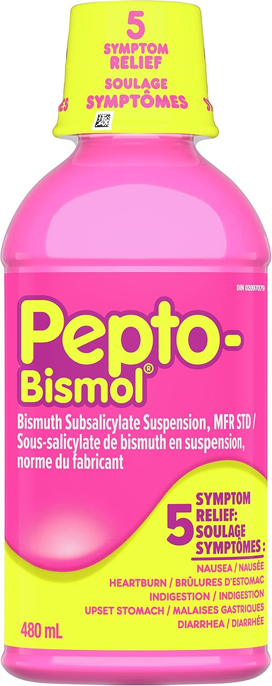 Pepto Bismol 液体，缓解胃部不适、腹泻、胃灼热、恶心、消化不良、胃部不适，原味，480 毫升