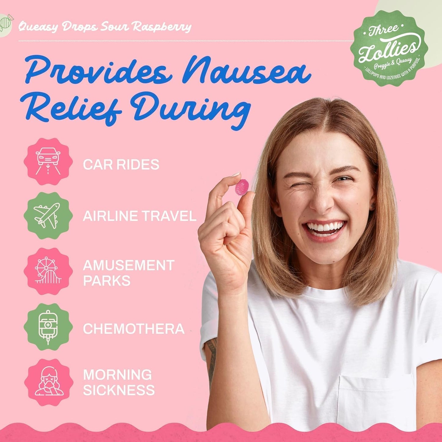 Queazy Drops – Raspberry Flavor | 21 Drops | Drug-Free Nausea Relief for Motion Sickness, Chemo & More | Gluten-Free