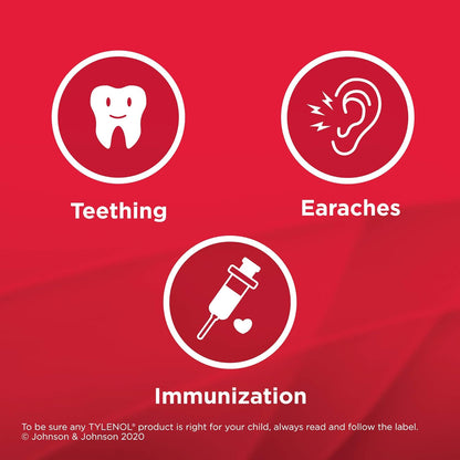Tylenol Children's Liquid for Fever and Pain Relief, Cherry Blast Flavour, Dye Free, 100 mL Acetaminophen for Headache Pain, Muscle Ache Pain