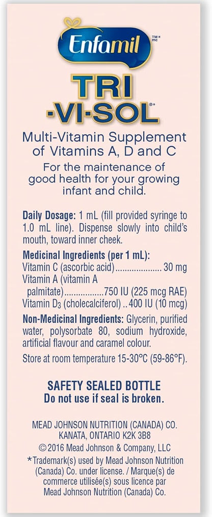 Enfamil TRI-VI-SOL 複合維生素液，含維生素 A、D 和 C，50 毫升