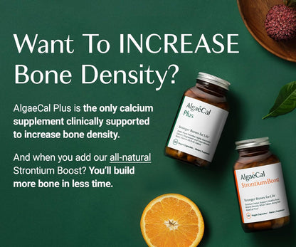 AlgaeCal - Bone Builder Pack for Bone Density, Clinically Supported Plant Based Calcium & Strontium Supplement with Vitamin D3, K2, Magnesium & Trace Minerals for Bone Health, 3 pack, Made in Canada