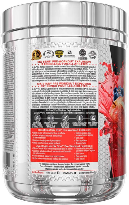 Six Star 乳清蛋白粉（香草味，2 磅）| 鍛煉前爆炸（水果賓治味，30 份）