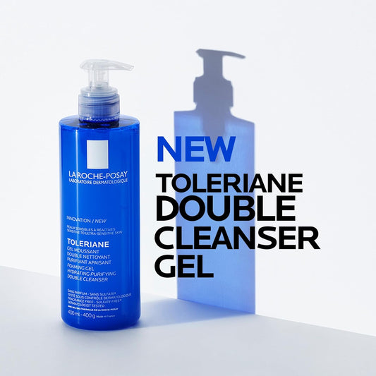 La Roche-Posay Face Wash with Glycerin, Toleriane Purifying Foaming Double Cleansing Gel, Face Wash for Sensitive to Ultra-Sensitive Skin, Fragrance Free, Paraben Free, Oil Free, 400mL