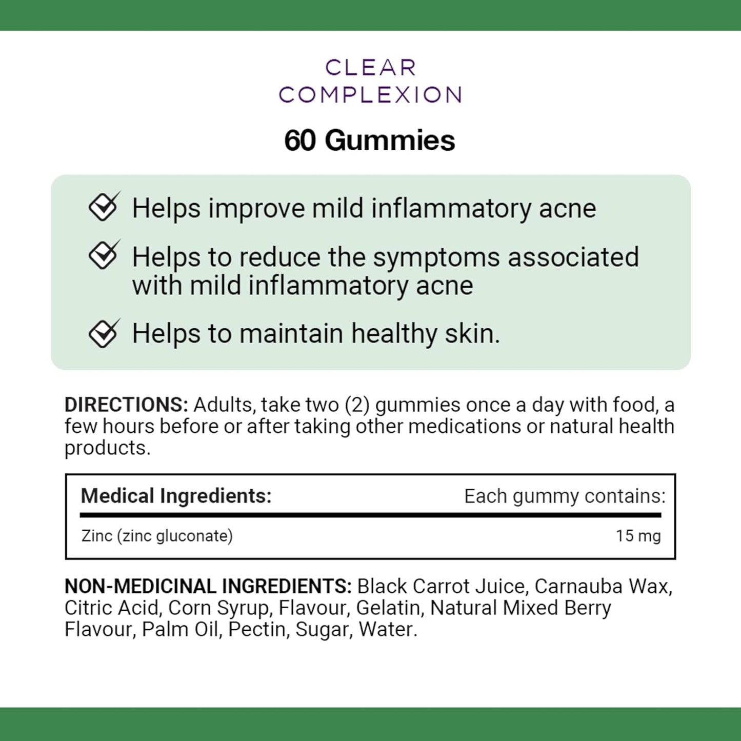 NATURE'S BOUNTY Clear Complexion, Gummies, Helps Clear Mild Inflammatory Acne, Reduce Symptoms Of Mild Inflammatory Acne & Maintain Healthy Skin, Mixed Berry Flavour, 150 g