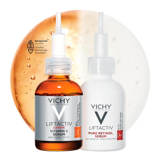 Vichy LiftActiv 15% Vitamin C Serum for Face with Hyaluronic Acid, Vitamin E & Polyphenols or BUNDLE with B3 5% Niacinamide Serum Facial Moisturizing Serum, Safe for Sensitive Skin, 20ML