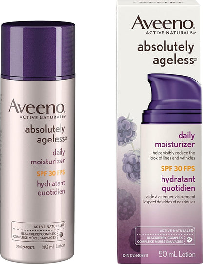 Aveeno 抗衰老面部保湿霜 Spf 30、Absolutely Ageless 抗皱霜（50 毫升）和 Positively Radiant 日常保湿霜 SPF 15（120 毫升）（包装可能有所不同）
