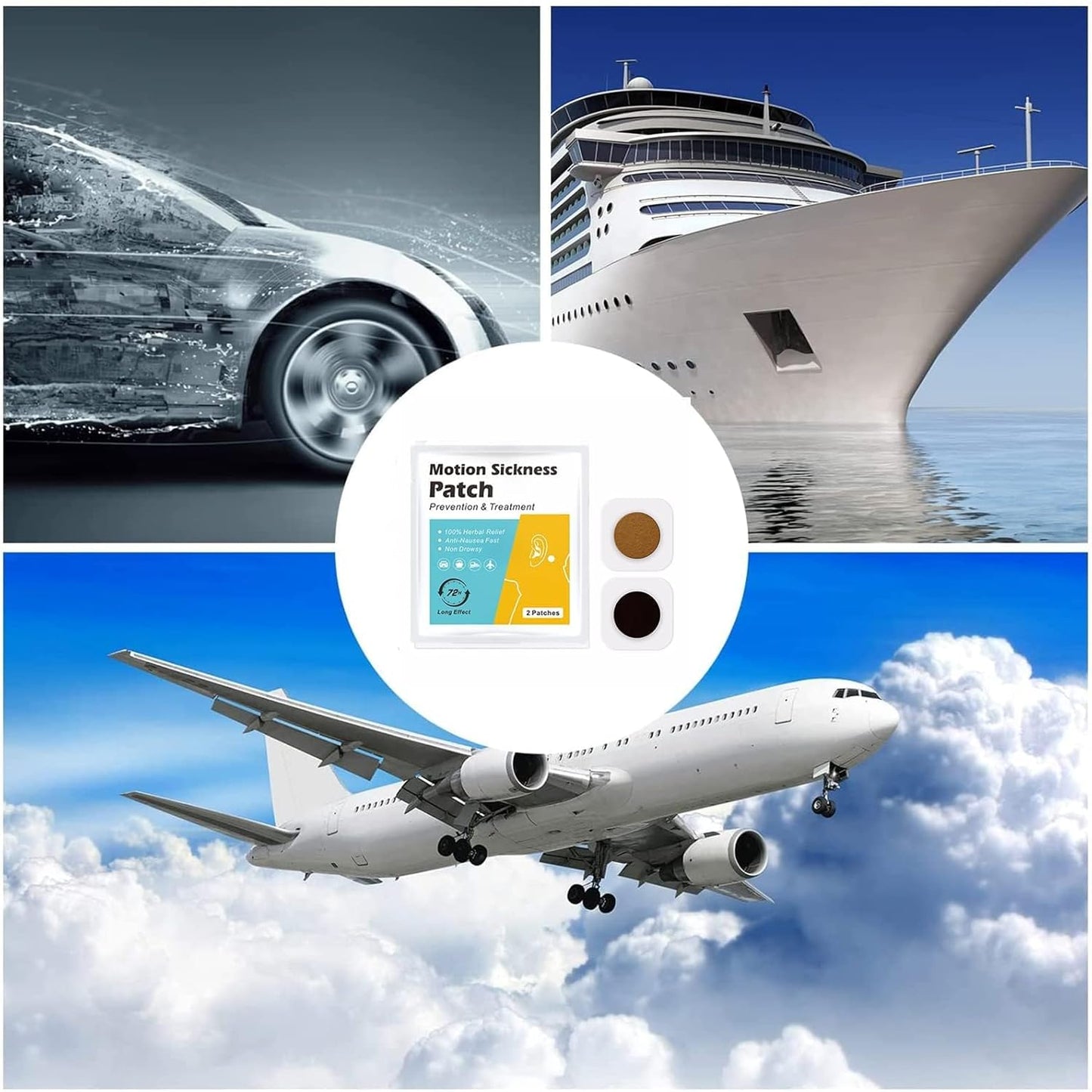 MQUPIN 晕车贴，20 片装，适用于乘车、乘船、乘飞机的晕船贴，起效快，无副作用（20 片）