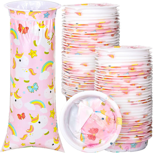 JarThenaAMCS 50Pcs Kids Vomit Bags Disposable Cartoon Emesis Bags Leak Proof Self Sealing Barf Bags Portable Throw Up Bag for Motion Car Air Sea Sickness Nausea Travel