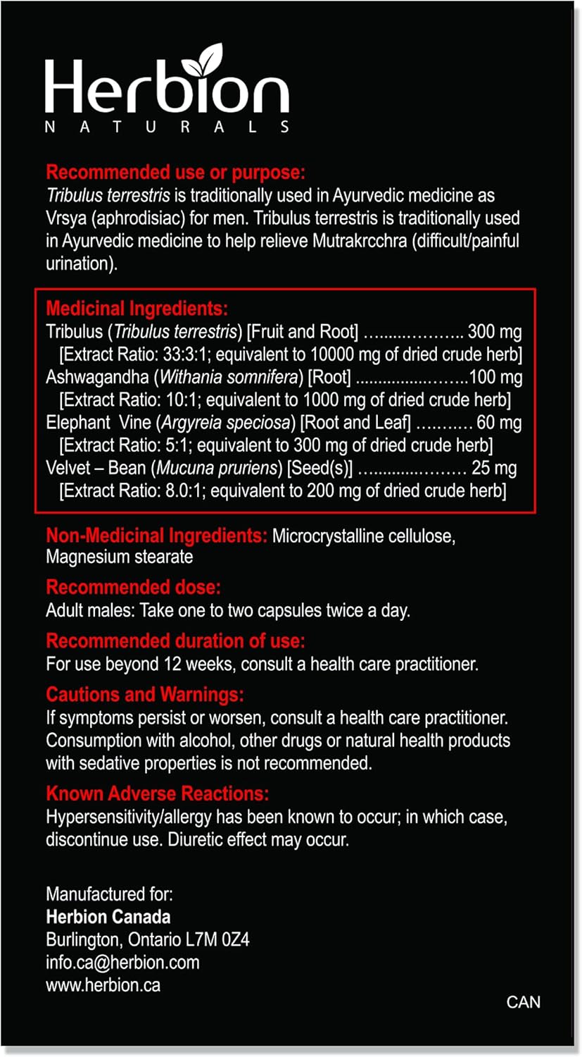 Herbion Naturals 壯陽配方 - 增強能量、力量和耐力，（3 包）180 粒