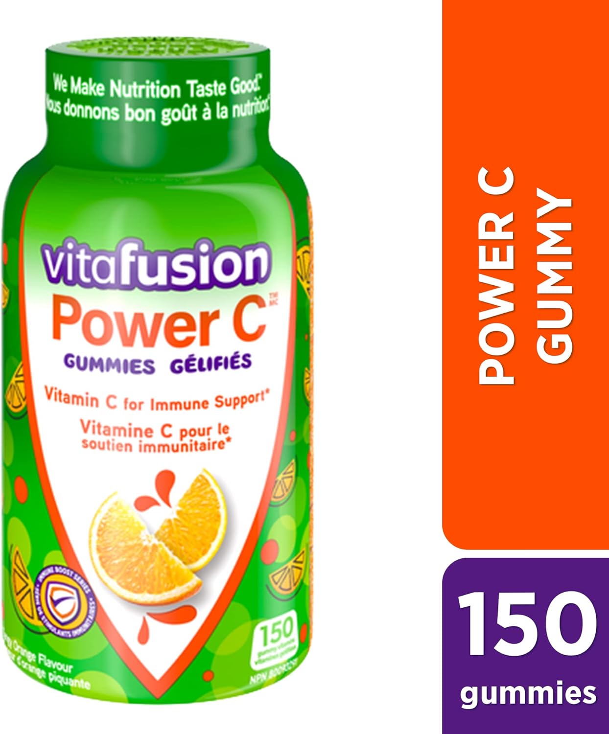 Vitafusion Power C 成人维生素软糖，抗氧化剂1，免疫功能2，150 粒（1.5 个月用量），包装可能有所不同。
