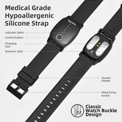 EmeTerm Explore Galaxy Black FDA Cleared Anti-Nausea Wristband IP67 Waterproof Morning Motion Travel Sickness Vomit Relief Rechargeable Classic Strap Design No Gel Drug Free Without Side Effects