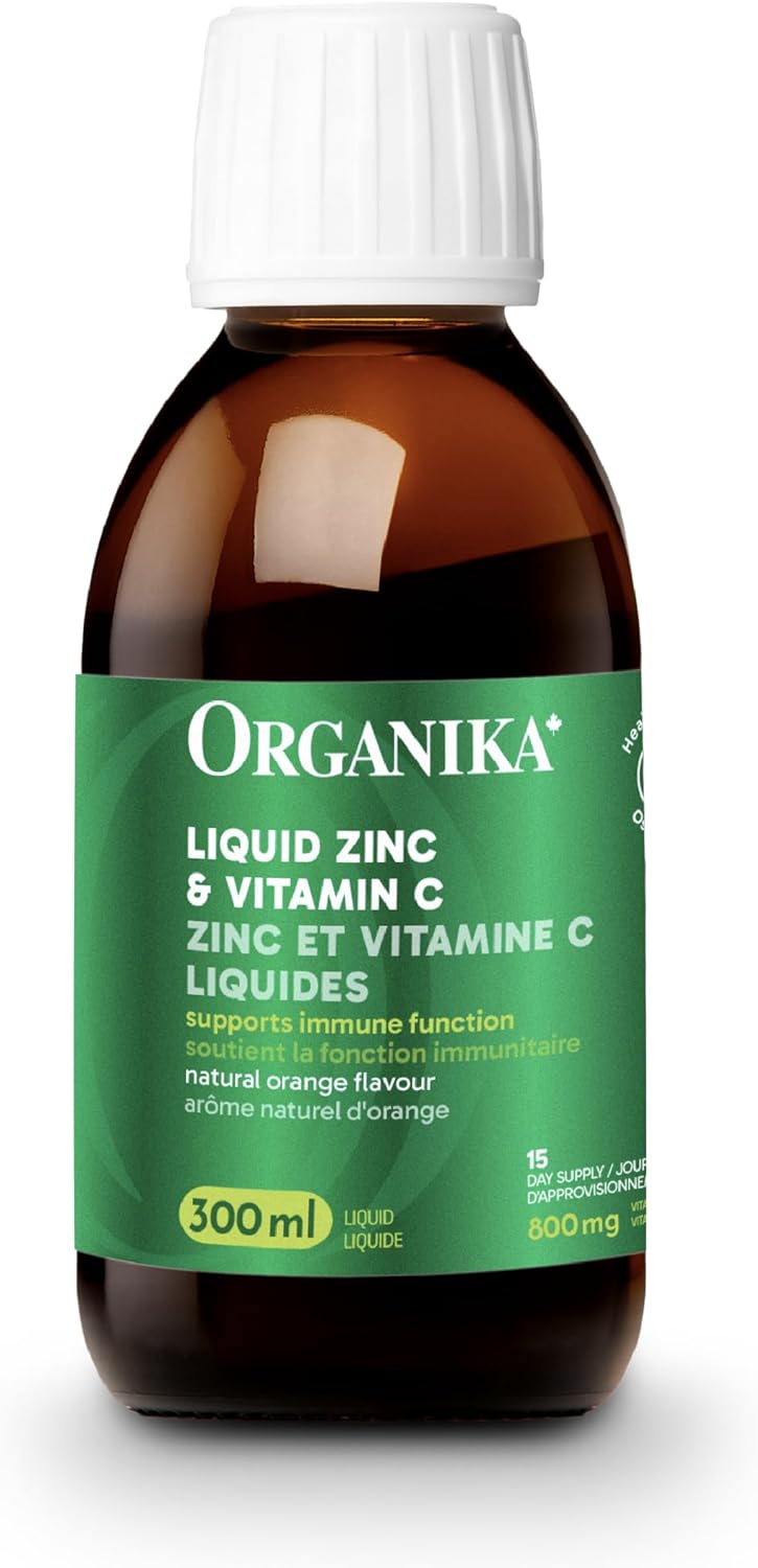 Organika 液體鋅和維生素 C - 橙味 - 免疫支持 - 300 毫升（1 包）