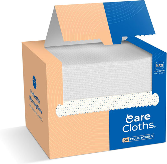 Carecloths™ Ultra Deluxe Disposable Face Towel, Fragrance & Lint-Free, 100% Biodegradable, Cloths Like Feel, 50ct, MAXI Size 10" x 12"