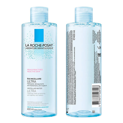 La Roche-Posay MICELLAR WATER for Ultra-Reactive & Sensitive Skin with Glycerin. Cleansing & Makeup Removing for FACE & EYES. Fragrance Free, Alcohol Free, Paraben Free, VALUE SIZE, 400ML