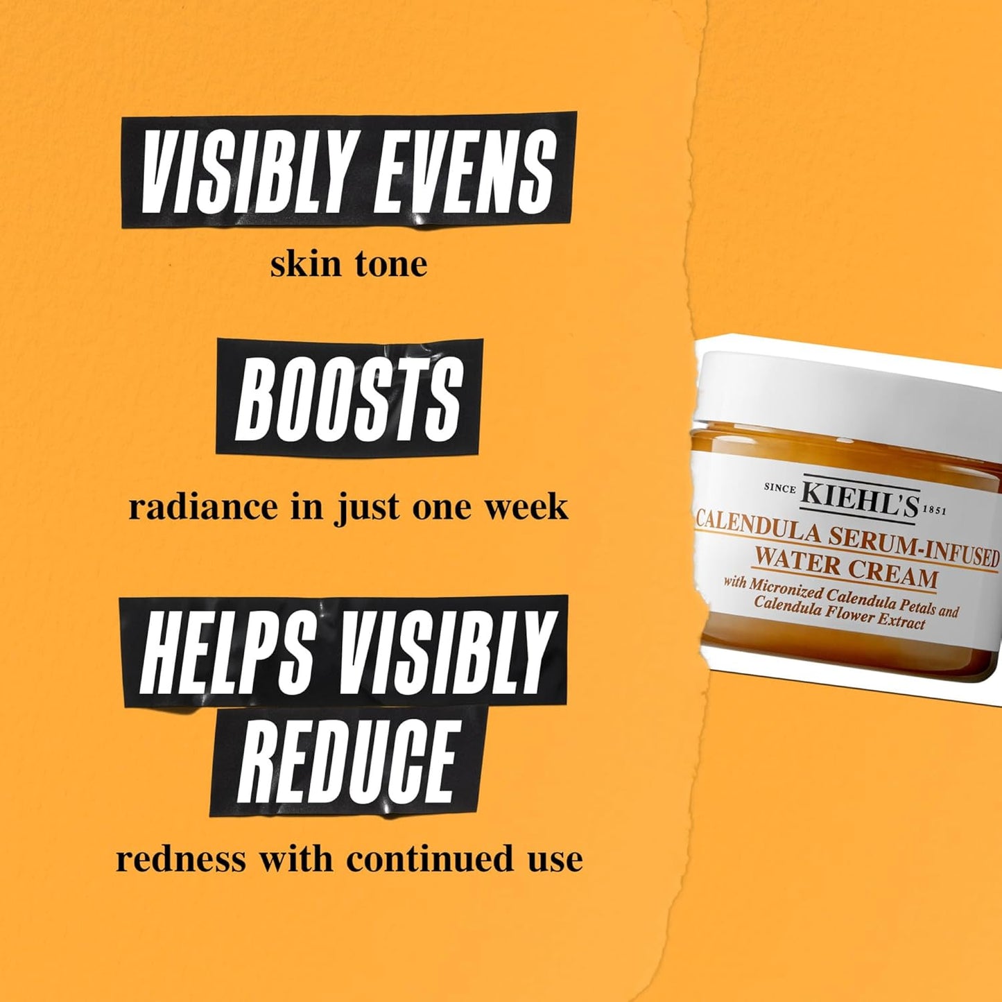 Kiehl's Calendula Serum Infused Water Cream, Soothing Gel Moisturizer for All Skin Types, Visibly Evens Skin Tone & Boosts Radiance in 1 Week, 24HR Hydration, Reduces Redness - 100 ml