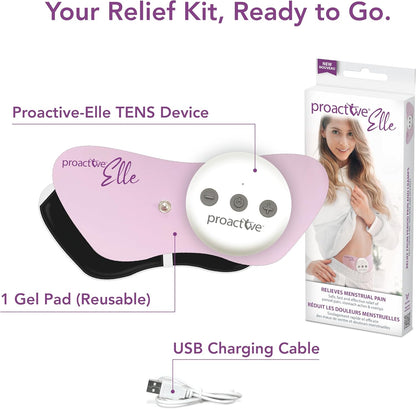 Proactive-Elle TENS 装置 - 无线经期疼痛缓解装置 - 缓解痛经，具有 6 种模式和 20 种强度等级 - 紧凑、无药物、隐蔽，可穿戴，缓解腹部和下背部不适