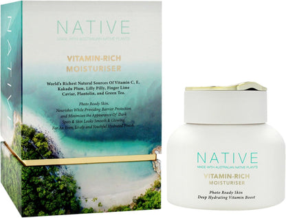 Klara Cosmetics Native Vitamin Rich Moisturizer - Facial Moisturizer with Green Tea and Lilli Pilli - Moisturizer Face Cream for Hydration - 50 ml