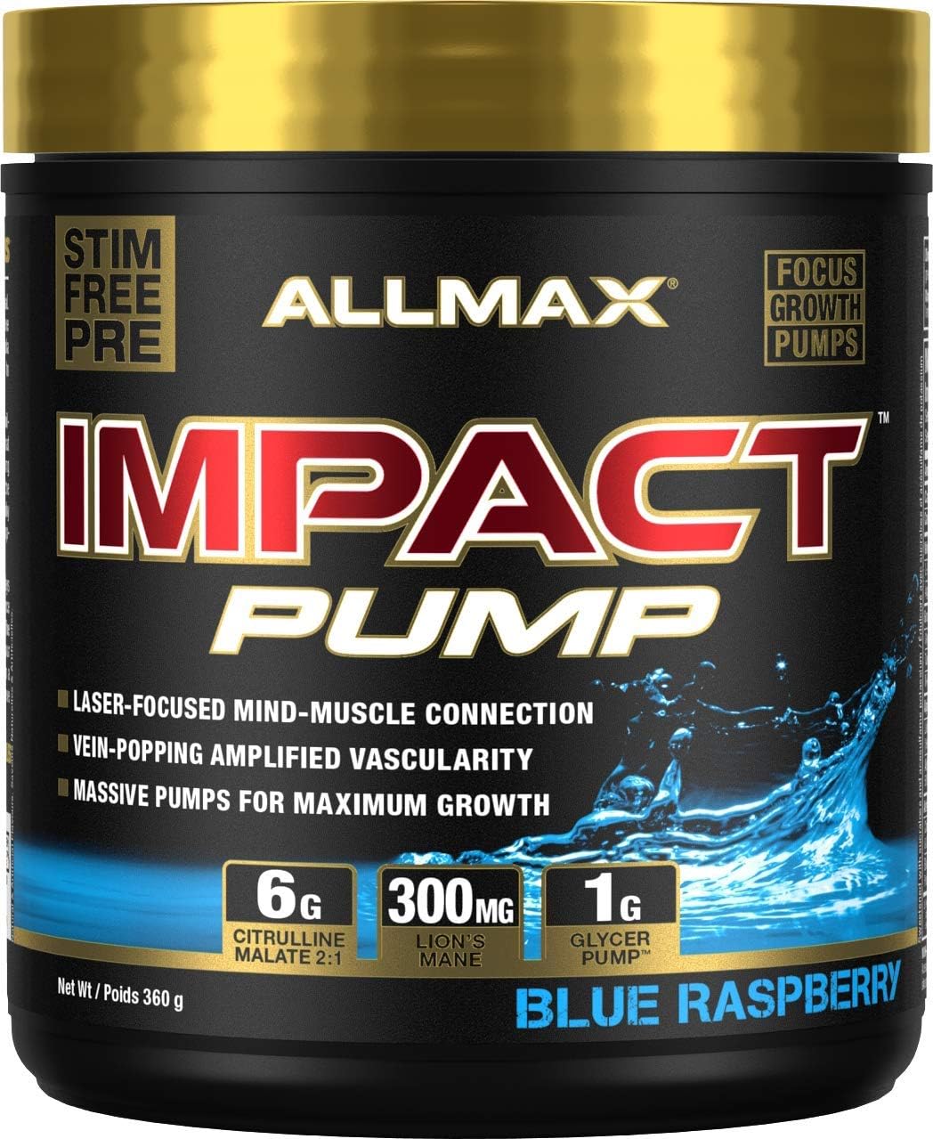 ALLMAX - IMPACT Pump - 非刺激性泵式运动前补剂 - 蓝莓味 - 420克