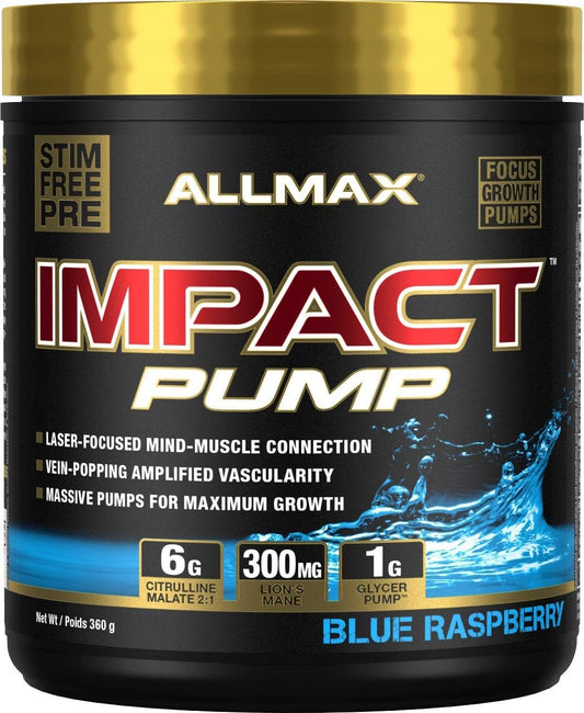 ALLMAX - IMPACT Pump - 非刺激性泵式运动前补剂 - 蓝莓味 - 420克