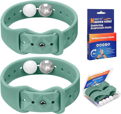 MEIYYJ 成人和儿童晕船腕带，适用于游轮旅行晕船腕带，自然缓解恶心（1 对绿色）