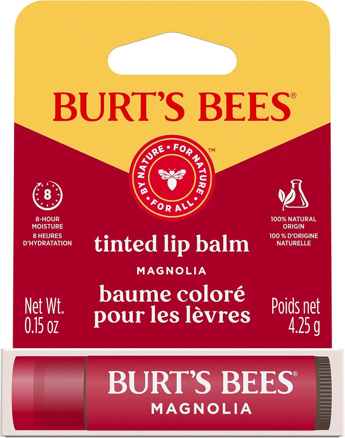 Burt's Bees 100% 天然有色润唇膏，木兰与乳木果油 - 1 管 1 支