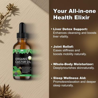 ARMINACO 蓖麻油套装，适合女性和初学者 - 4 个可重复使用的包装 + 60 毫升有机油和指南 | 肝脏、腹部、颈部、乳房排毒套装 | 防漏和可调节的 MagicSeal 设计