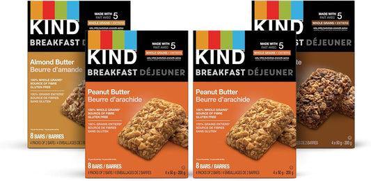 KIND 早餐棒 16 支装，含（2）花生酱、（1）杏仁酱、（1）黑巧克力
