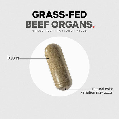 Codeage Grass Fed Beef Organs Supplement – Glandular Supplements - Freeze Dried, Non-Defatted, Desiccated Liver, Heart, Kidney, Pancreas & Spleen Bovine Pills – Beef Vitamins - Non-GMO -180 Capsules