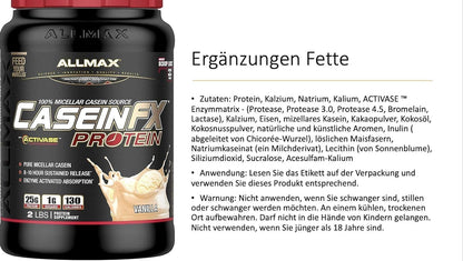 ALLMAX Nutrition - CaseinFX - 100% 酪蛋白胶束蛋白 - 香草味 - 2 磅