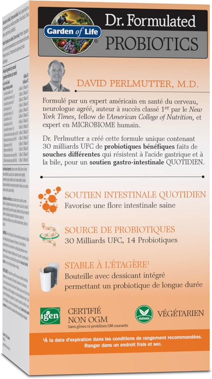 Garden of Life - Dr. Formulated Probiotics Once Daily | Daily Support for Gastrointestinal Health | 30 Billion CFU + 14 Probiotic Strains | Shelf Stable | Gluten Free, Dairy Free, Non-GMO