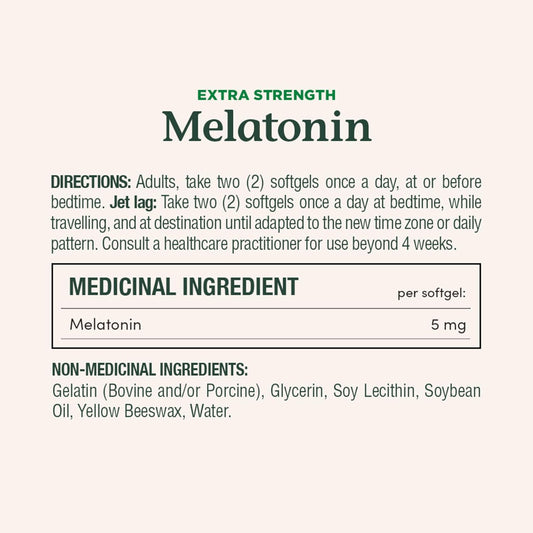 自然之宝褪黑激素，强效，5 毫克，帮助重置睡眠-觉醒周期，帮助增加总睡眠时间，帮助入睡，超值装，软胶囊，40.6 克