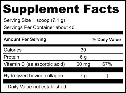 SUBI Hydrolyzed Bovine Collagen - For Healthy Hair, Skin, Nails, Joints -Type 1, 3 Collagen peptides, from Hormone-Free Pasture Raised Cows, Non-GMO - Not Flavoured (40 servings)