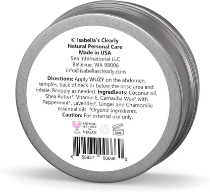 Clearly WŪZY，香薰草本止吐膏 | 缓解晨吐、晕动病、头晕、经前综合症、孕期不适、旅行不适 | 天然疗法，含生姜、薄荷、薰衣草 | 美国制造