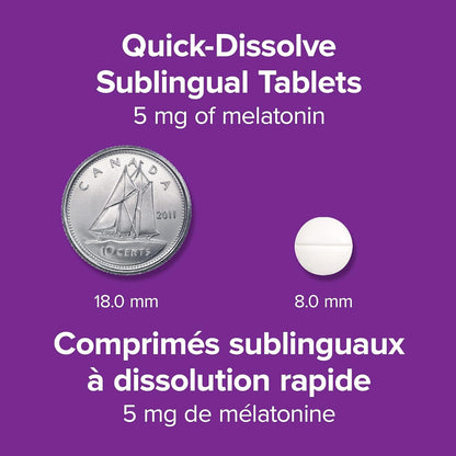 Webber Naturals Melatonin 5 mg Extra Strength, 60 Quick Dissolve Tablets, For Sleep Support, Vegetarian