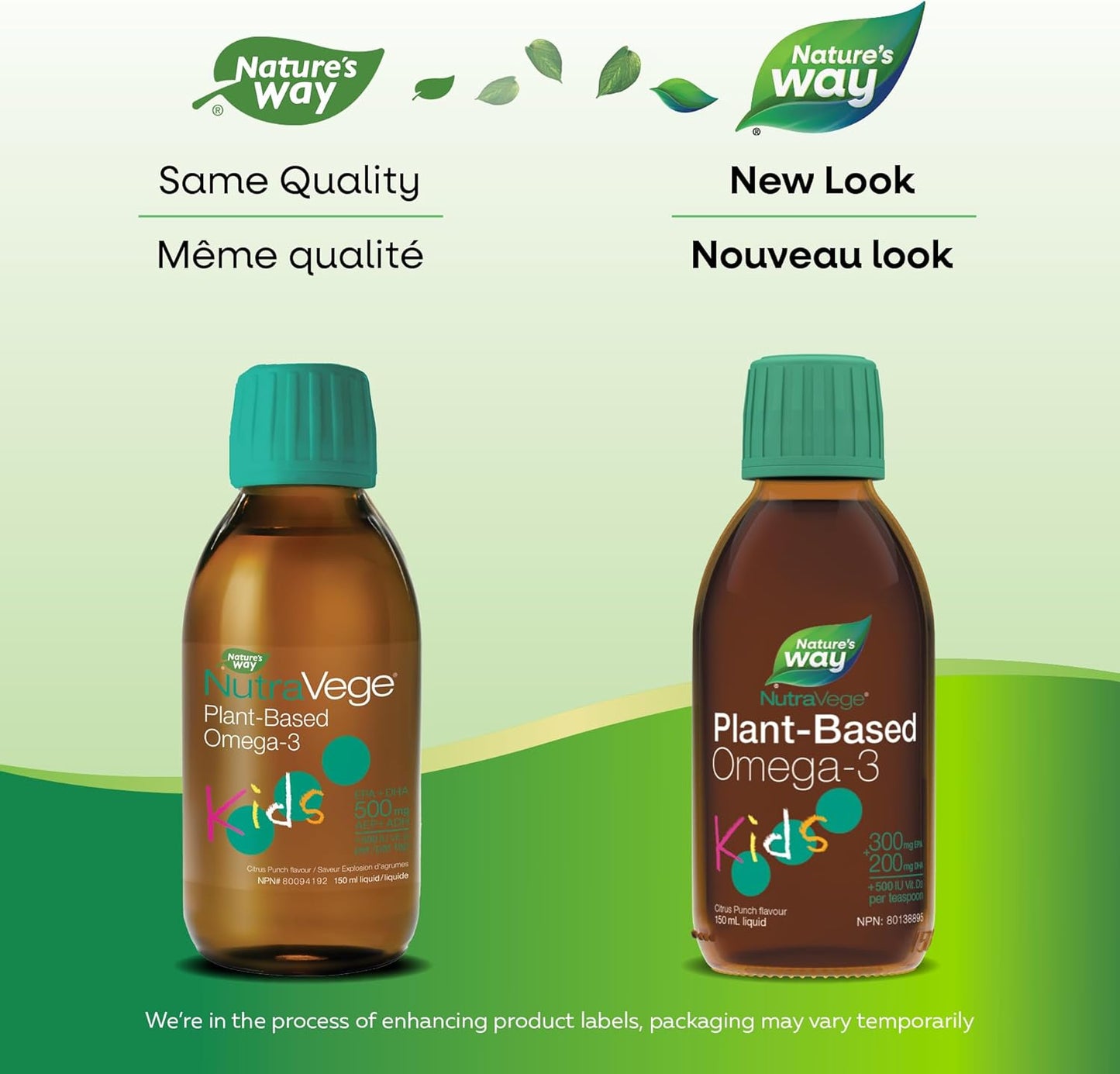 Nature's Way NutraVege 兒童 Omega-3 補充劑，植物基，素食，純素食友好型，500 毫克 EPA + DHA，500 IU 純素維生素 D3，柑橘味，150 毫升液體