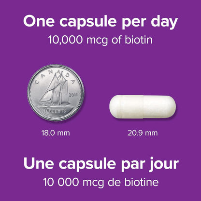 Webber Naturals Biotin 10,000 mcg Extra Strength, 120 Capsules, Supports Healthy Hair, Skin & Nails, Energy Metabolism, Vegan
