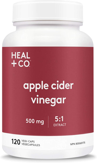 HEAL + CO. 蘋果醋補充劑 | 高效 5:1 萃取物，每份 5000 毫克 | 礦物質支持 + 消化 | 120 x 500 毫克膠囊