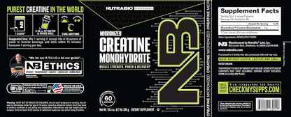 NutraBio Pure Micronized Creatine Monohydrate Powder Supplement, Unflavored, (300 g)
